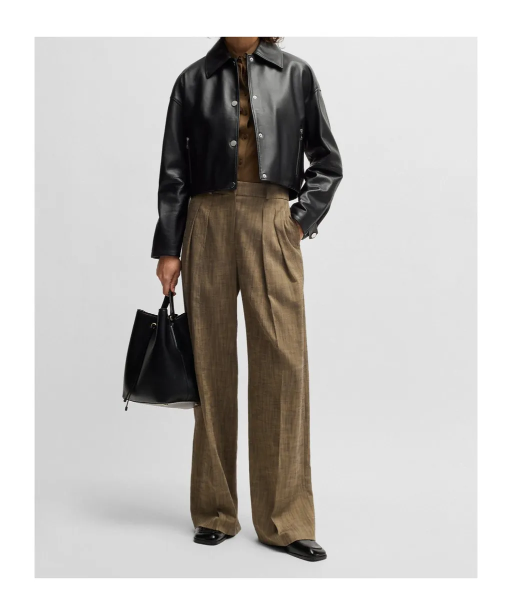 Leather Jacket With Covered Press Studs