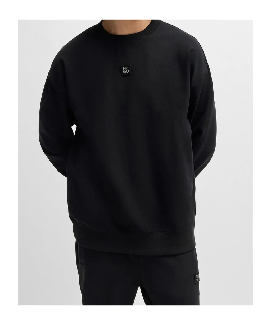 Logo-Patch Stretch-Cotton Hoodie