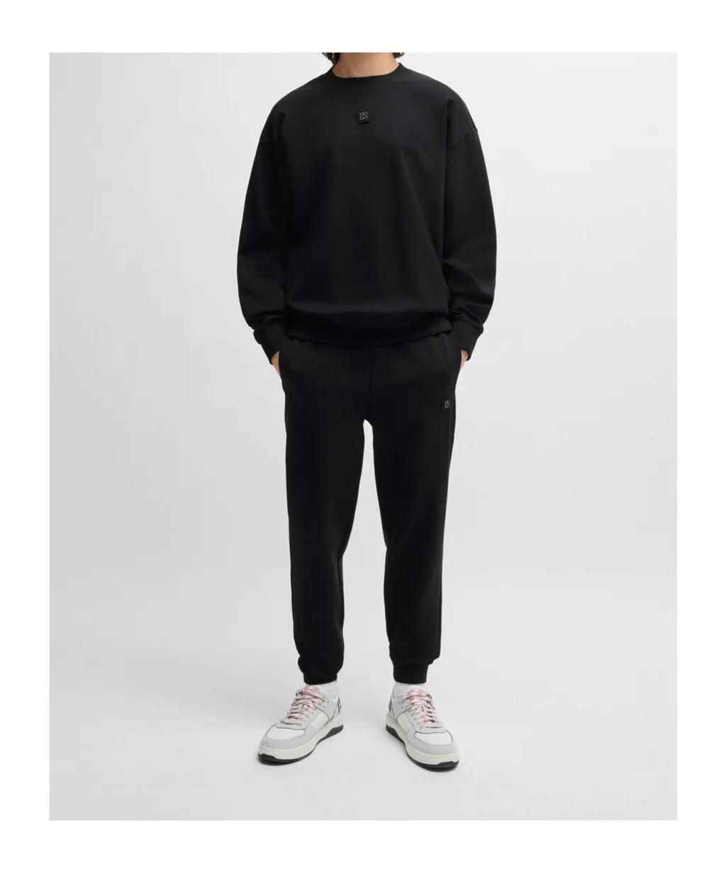 Logo-Patch Stretch-Cotton Hoodie