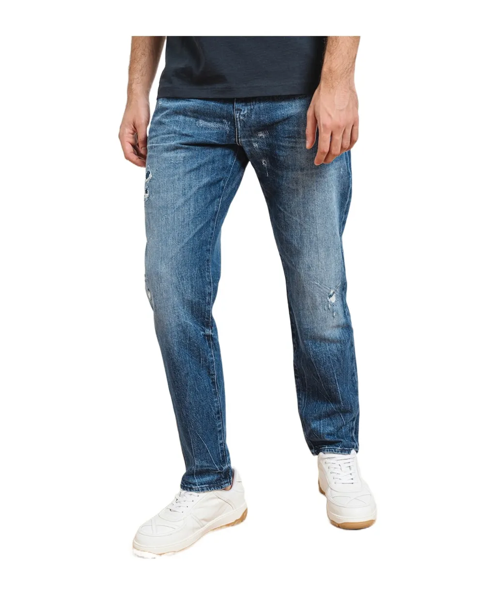 Distressed Straight-Leg Jeans