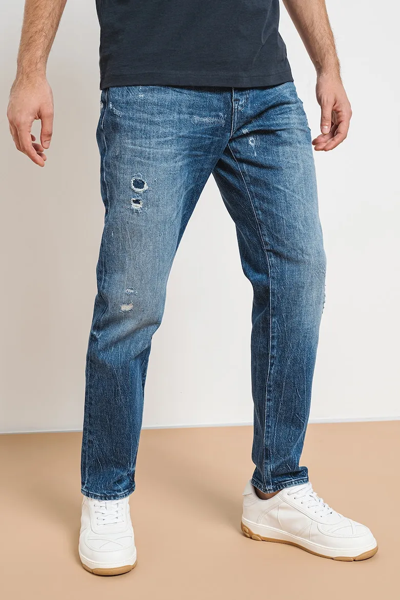 Distressed Straight-Leg Jeans