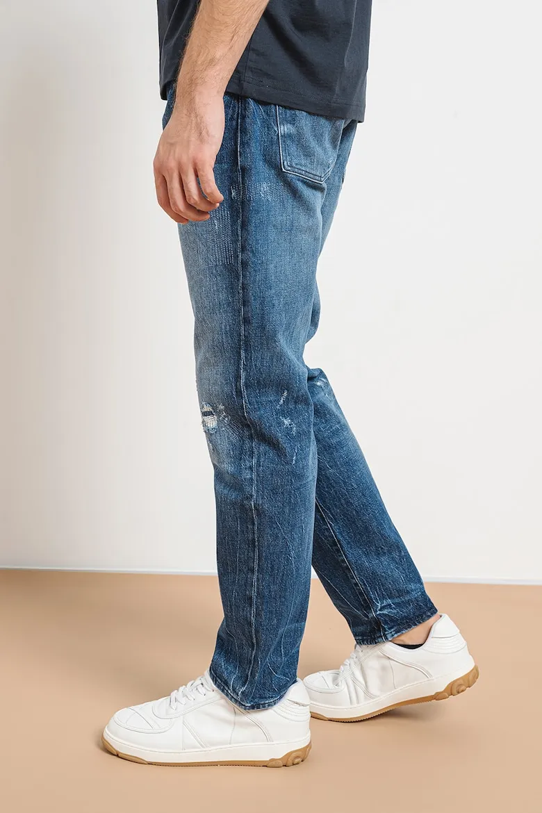 Distressed Straight-Leg Jeans