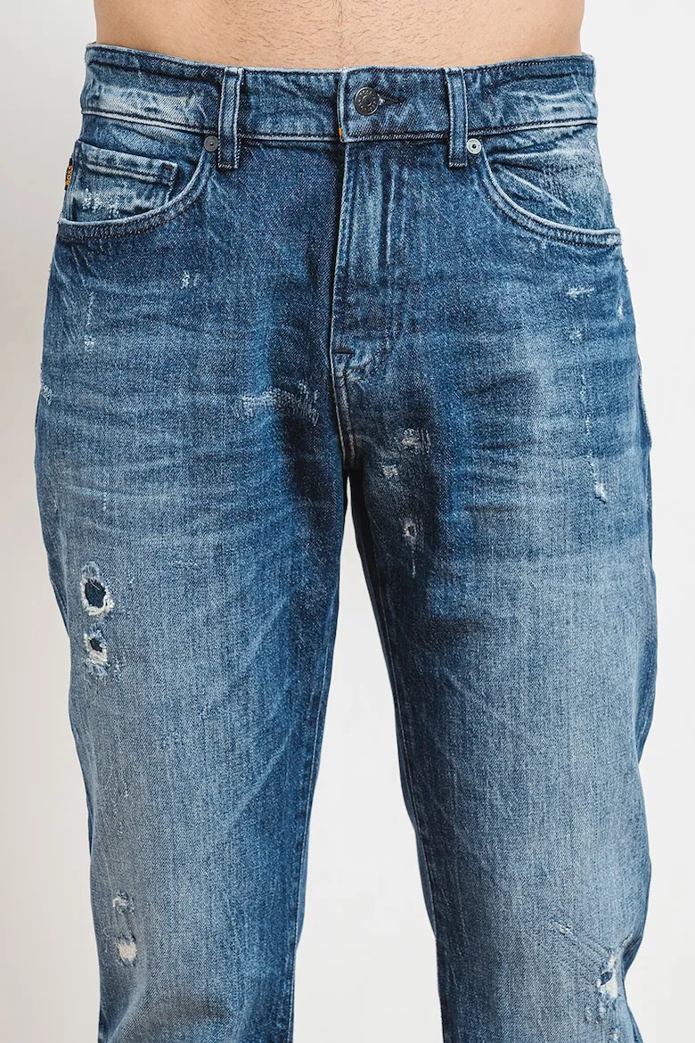 Distressed Straight-Leg Jeans