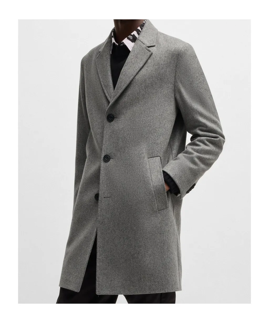 Long-Sleeved Wool Coat