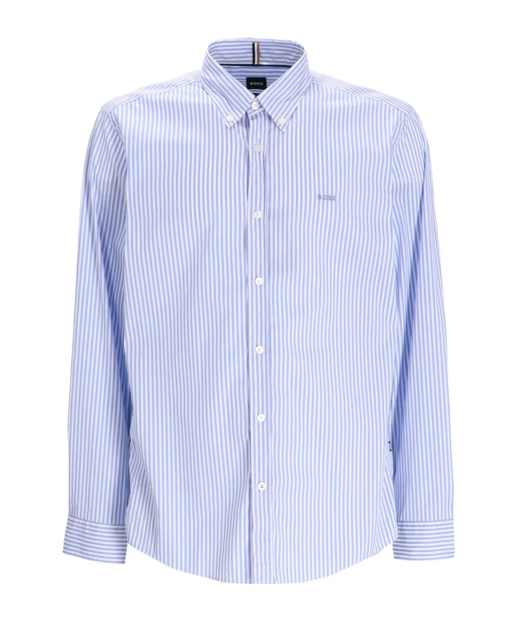Pinstriped Curved Hem Shirt