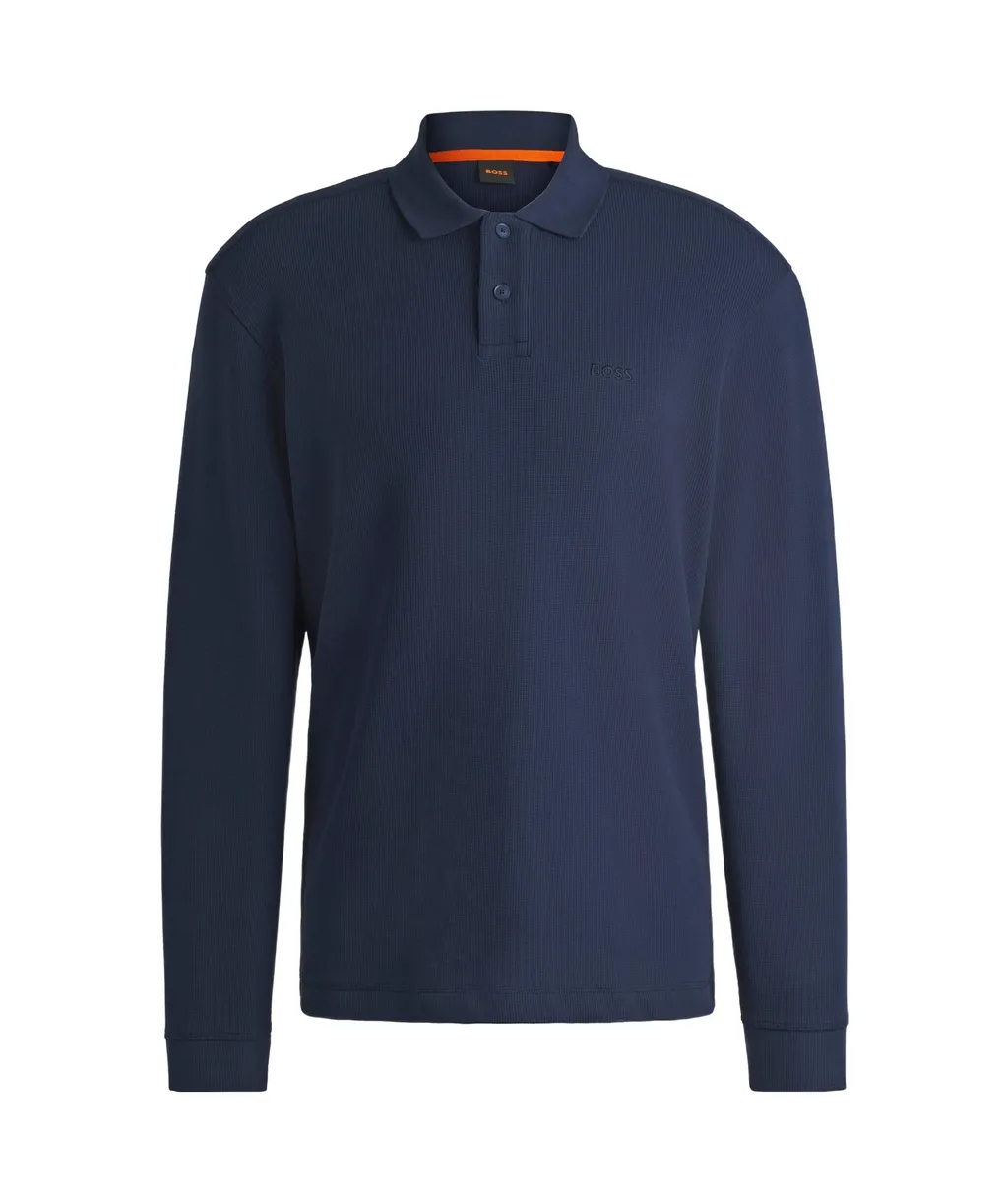 Long-Sleeved Knit Polo Shirt