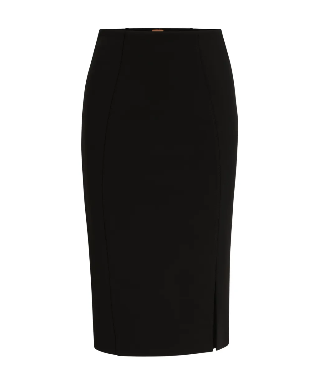 Side-Slit Pencil Midi Skirt