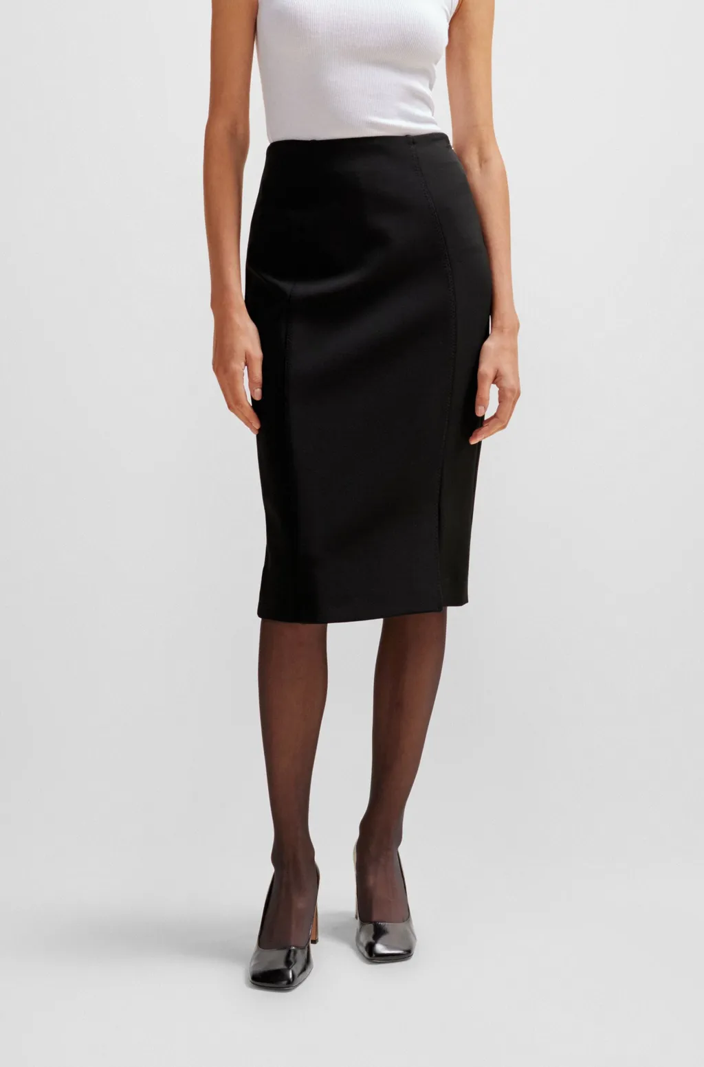 Side-Slit Pencil Midi Skirt