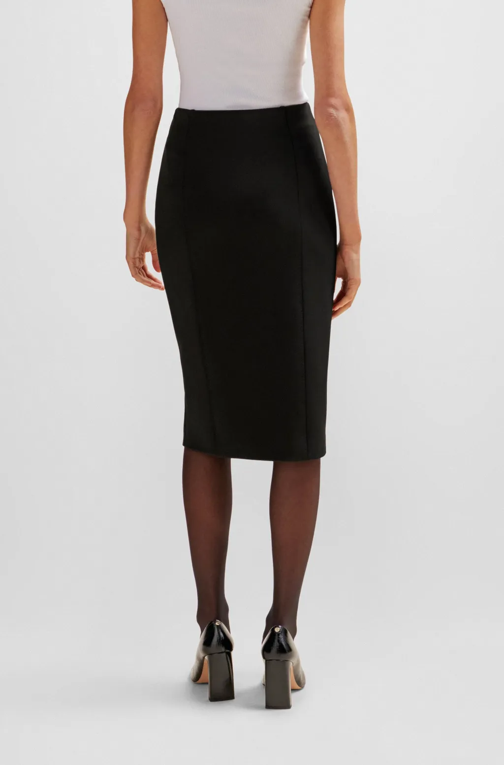 Side-Slit Pencil Midi Skirt