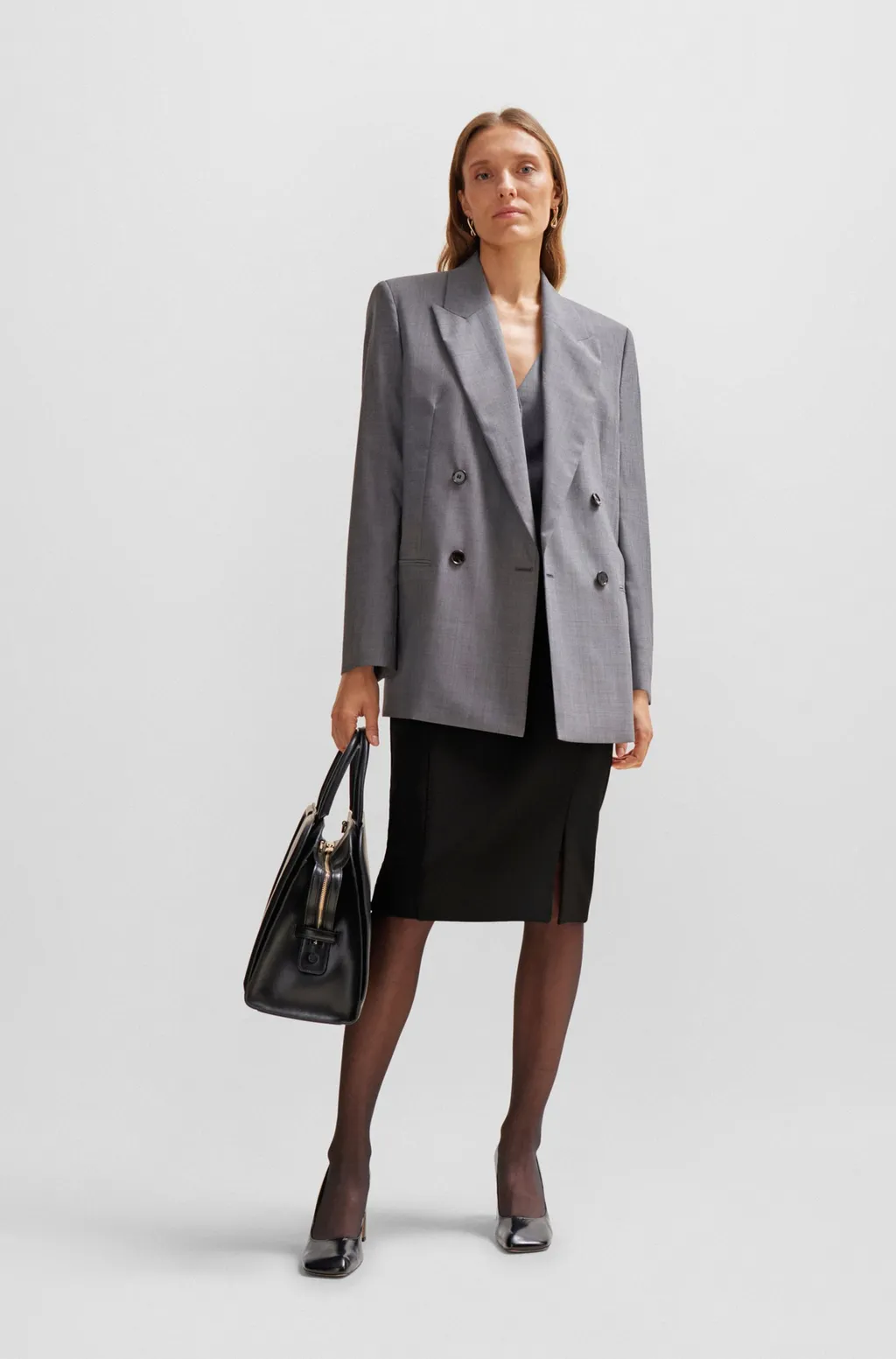Side-Slit Pencil Midi Skirt