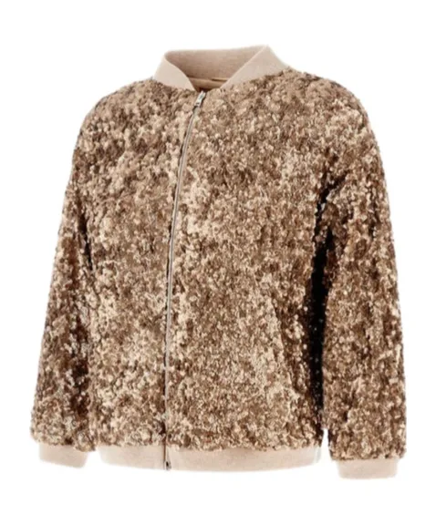 Sequined Zip-Up Bomber Jacket