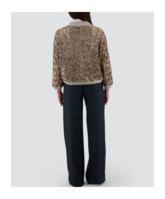 Sequined Zip-Up Bomber Jacket