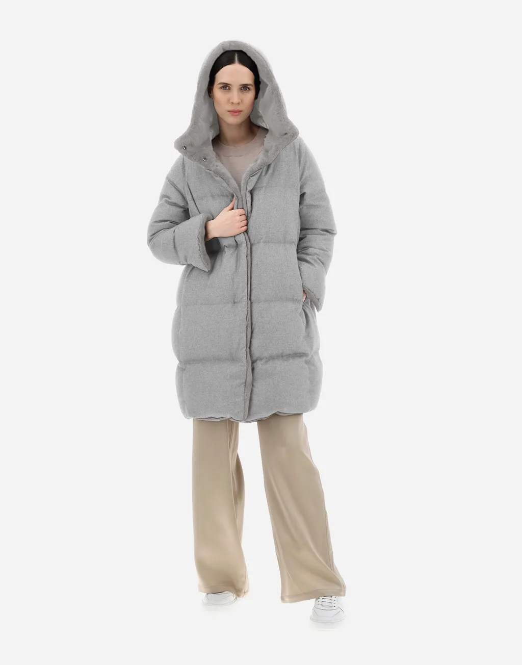Faux Fur-Lined Quilted Coat