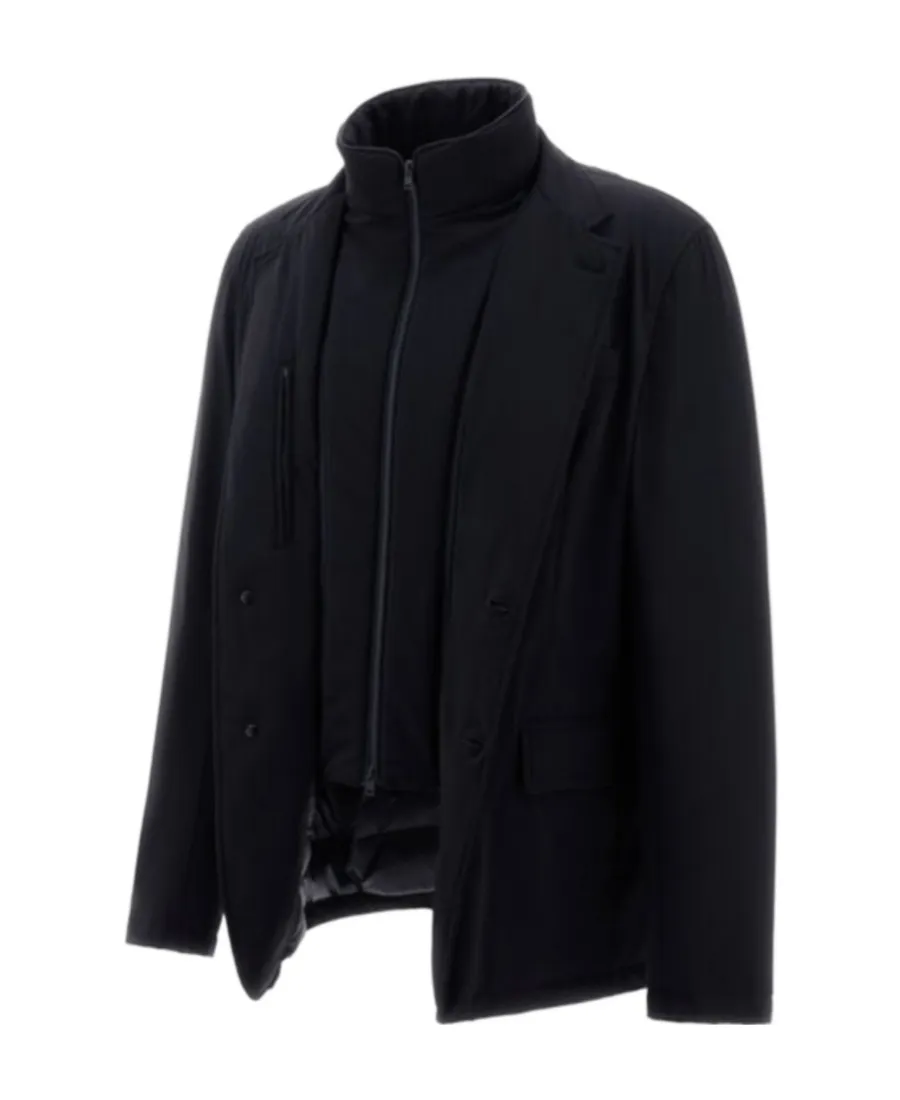 High-Neck Button-Up Jacket