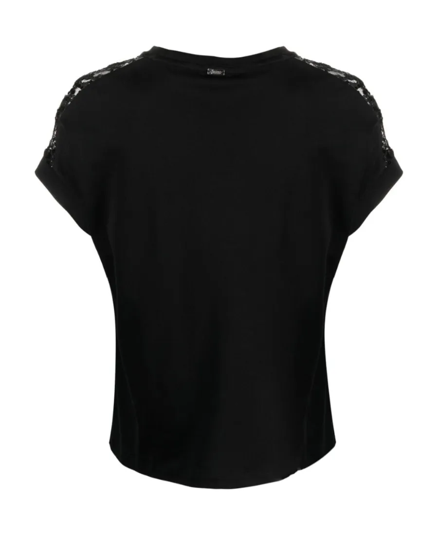 Lace-Detailing Cotton T-Shirt