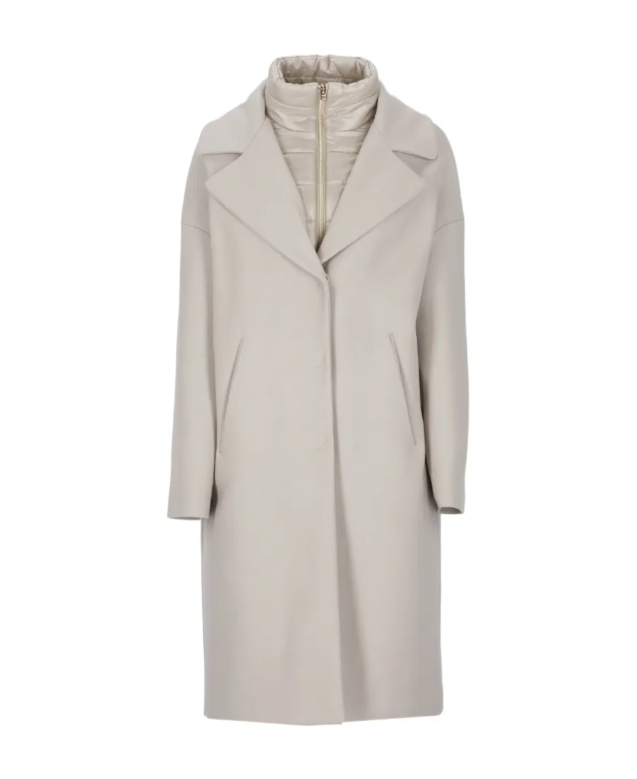 Padded-Collar Single-Breasted Long Sleeved Coat