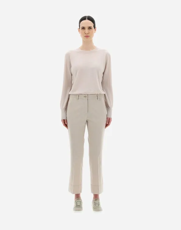 Button-Fastening Flared Trousers