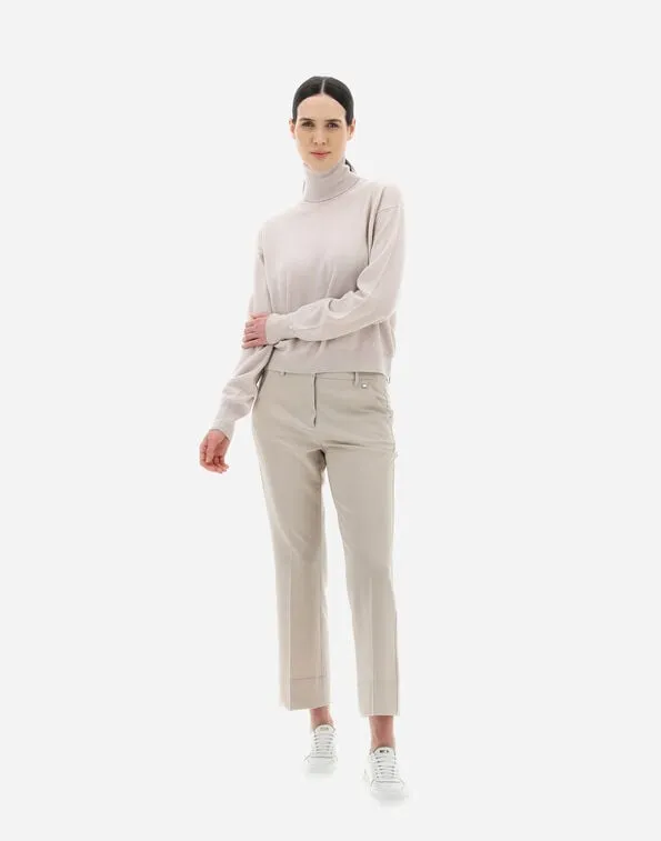 Button-Fastening Flared Trousers