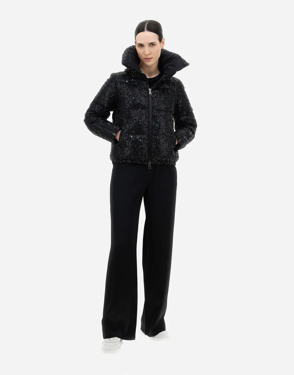 Embellished Zip-Up Coat