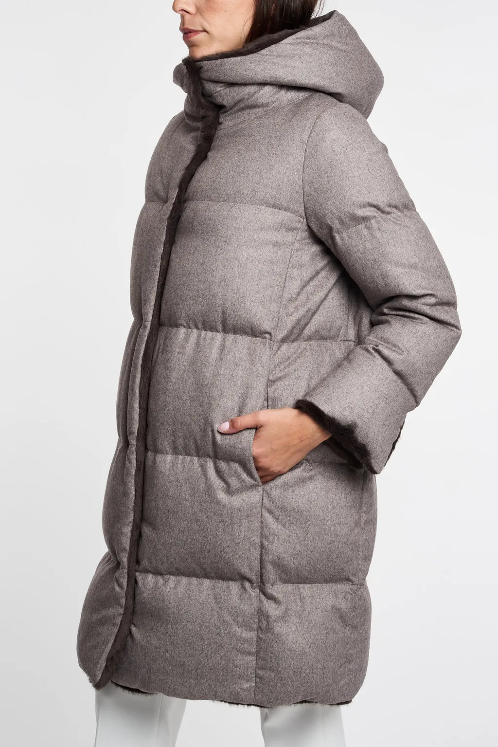 Faux Fur-Lined Quilted Coat