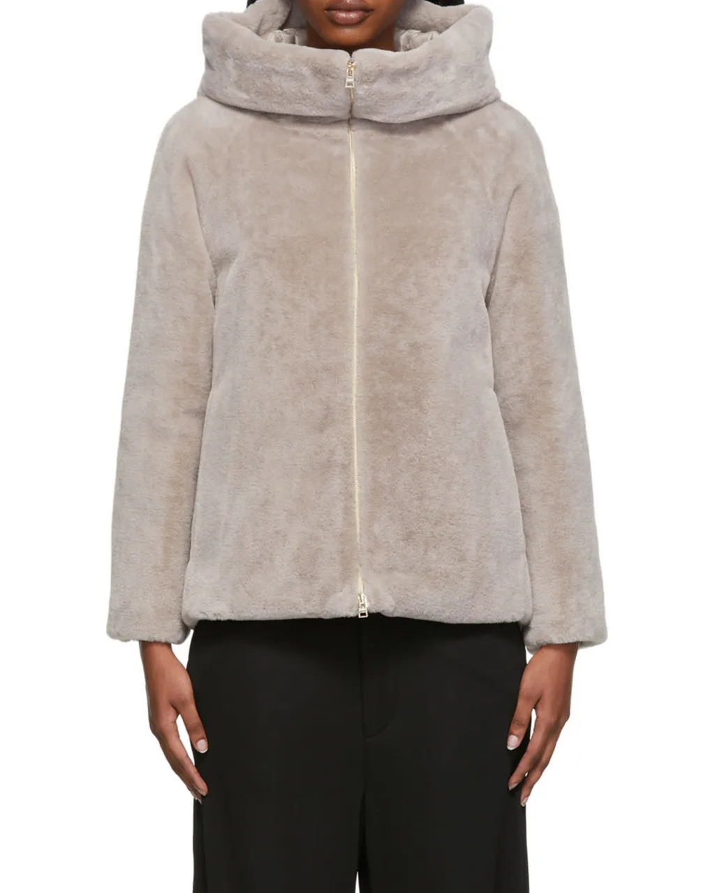 High-Neck Faux Fur Jacket