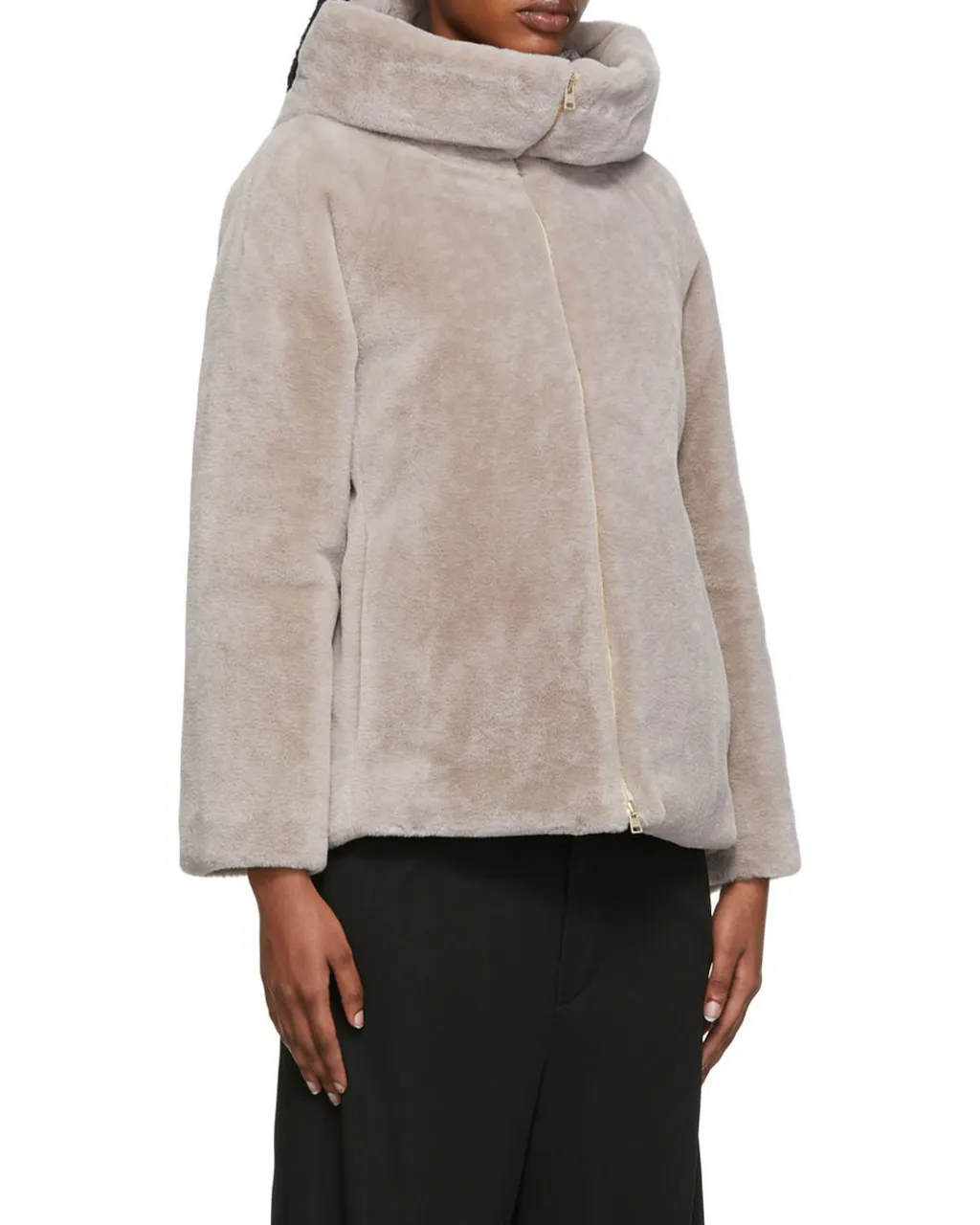 High-Neck Faux Fur Jacket