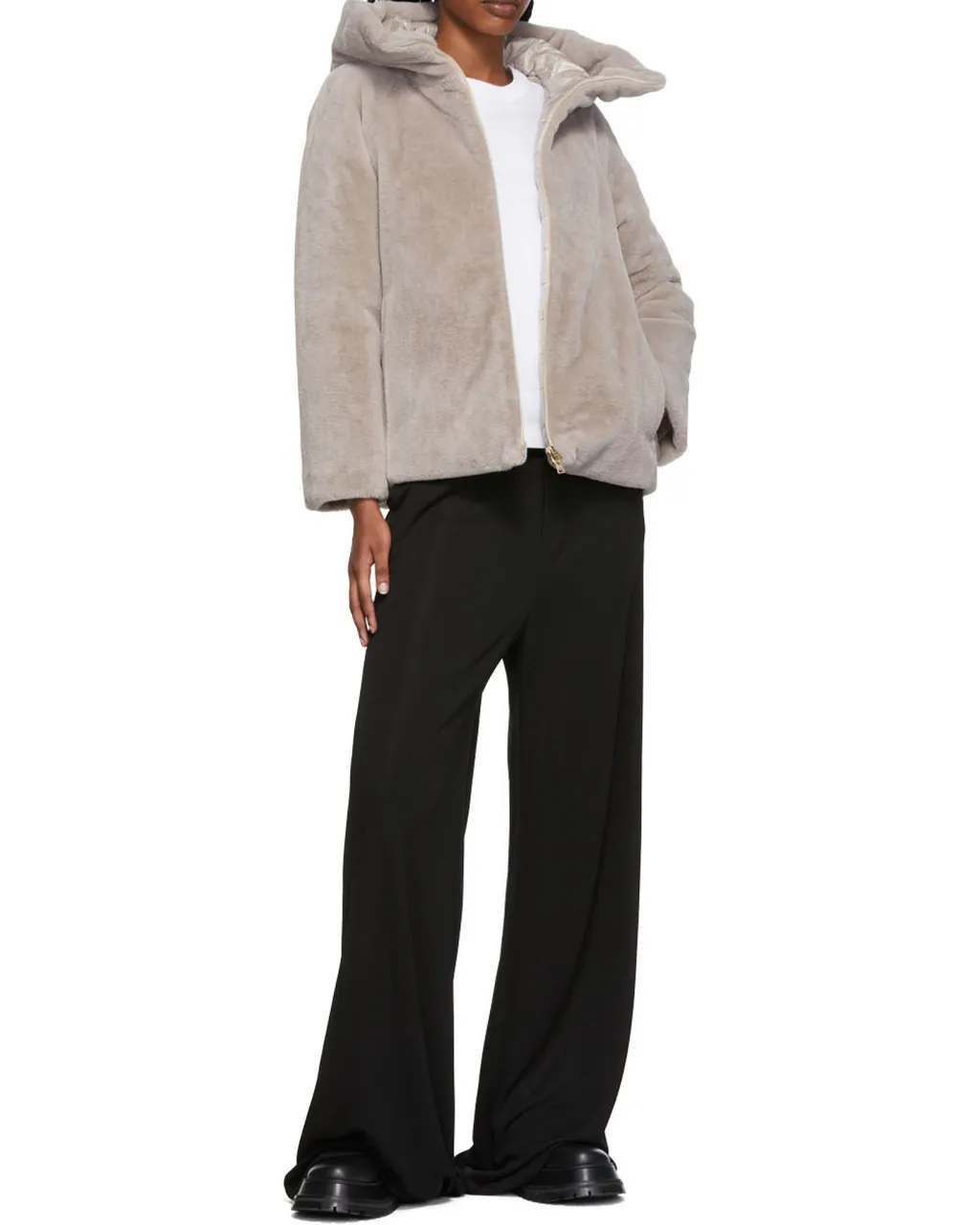 High-Neck Faux Fur Jacket