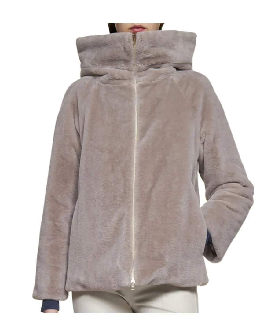 High-Neck Faux Fur Jacket