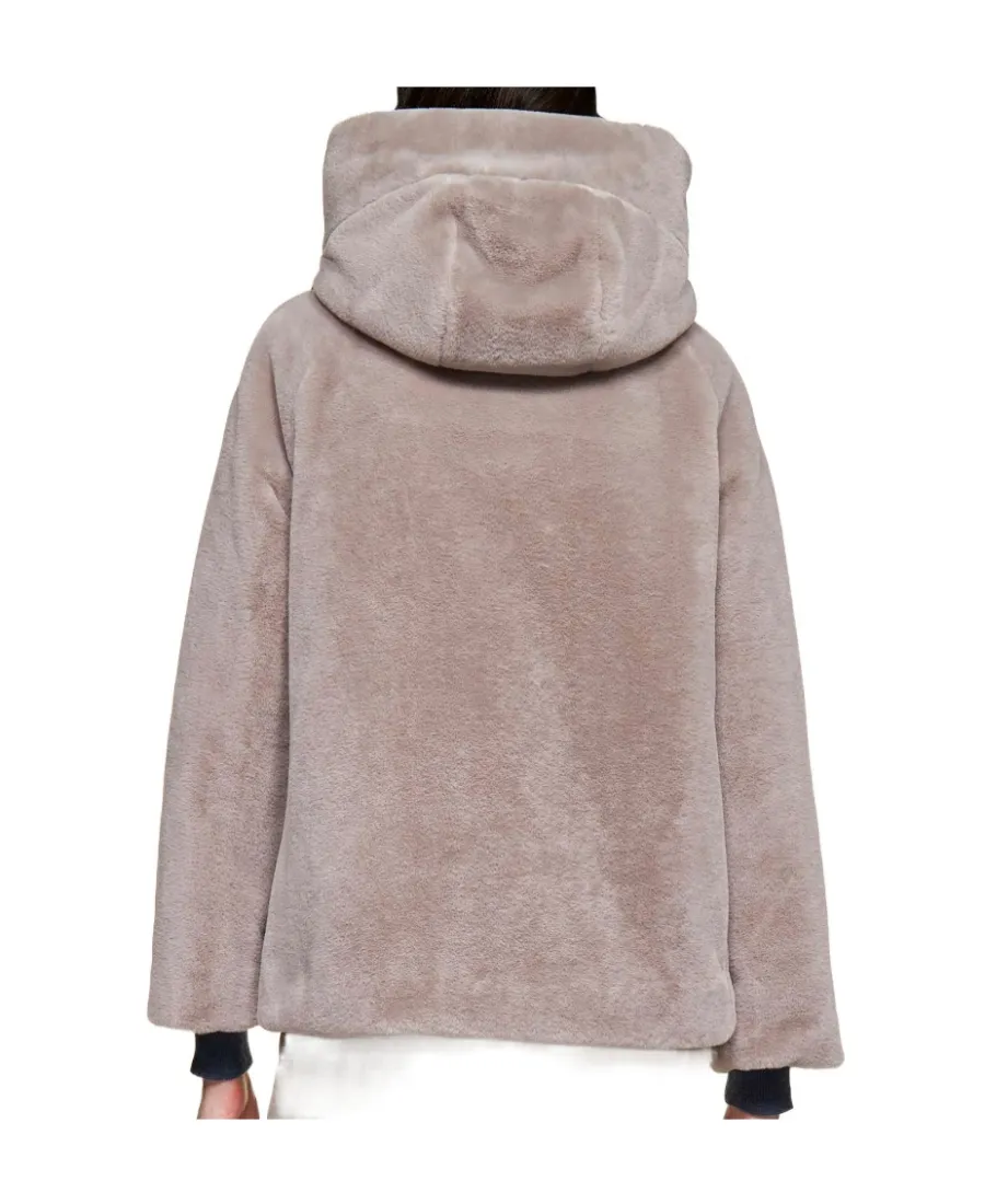 High-Neck Faux Fur Jacket