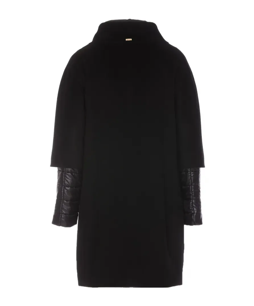 Layered-Sleeved Zip-Up Down Coat