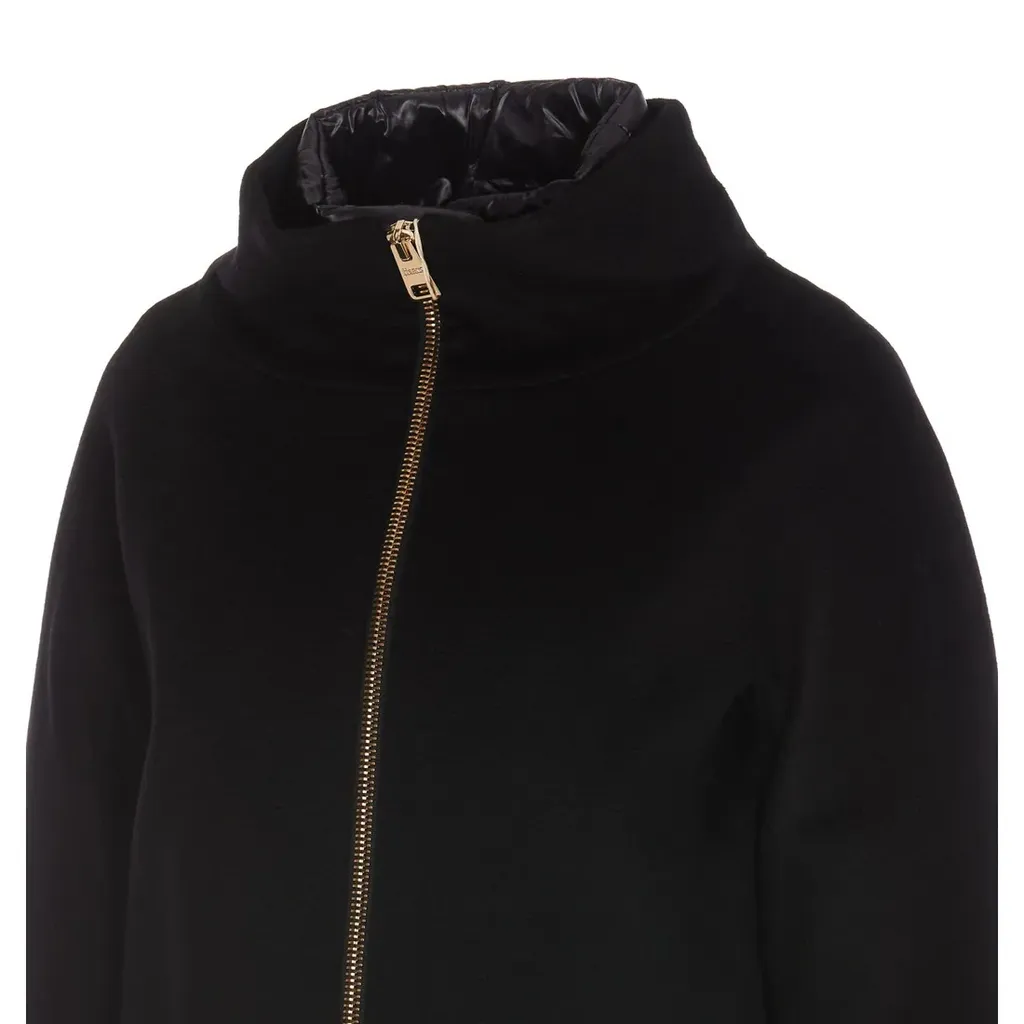 Layered-Sleeved Zip-Up Down Coat