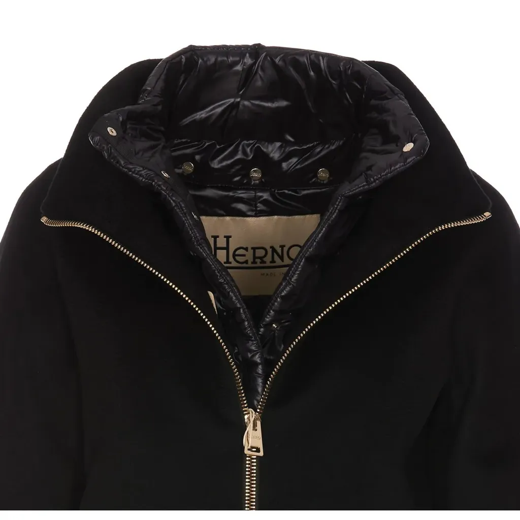 Layered-Sleeved Zip-Up Down Coat
