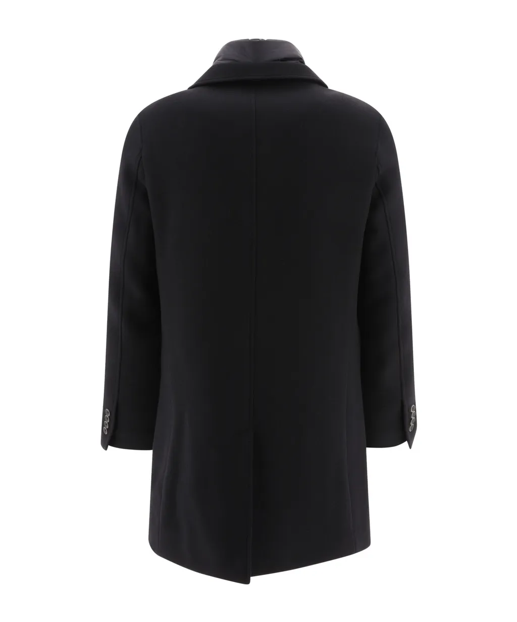Buttoned High Neck Long-Sleeved Coat