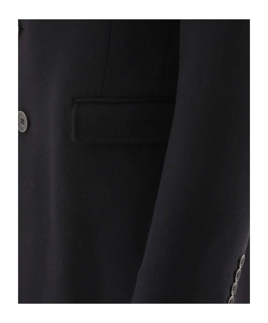 Buttoned High Neck Long-Sleeved Coat