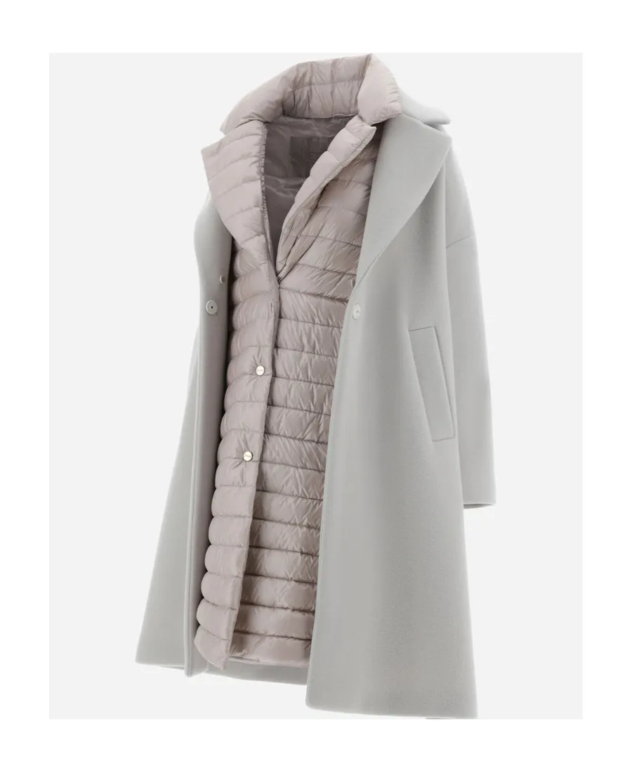 Layered Long-Sleeved Quilted Coat