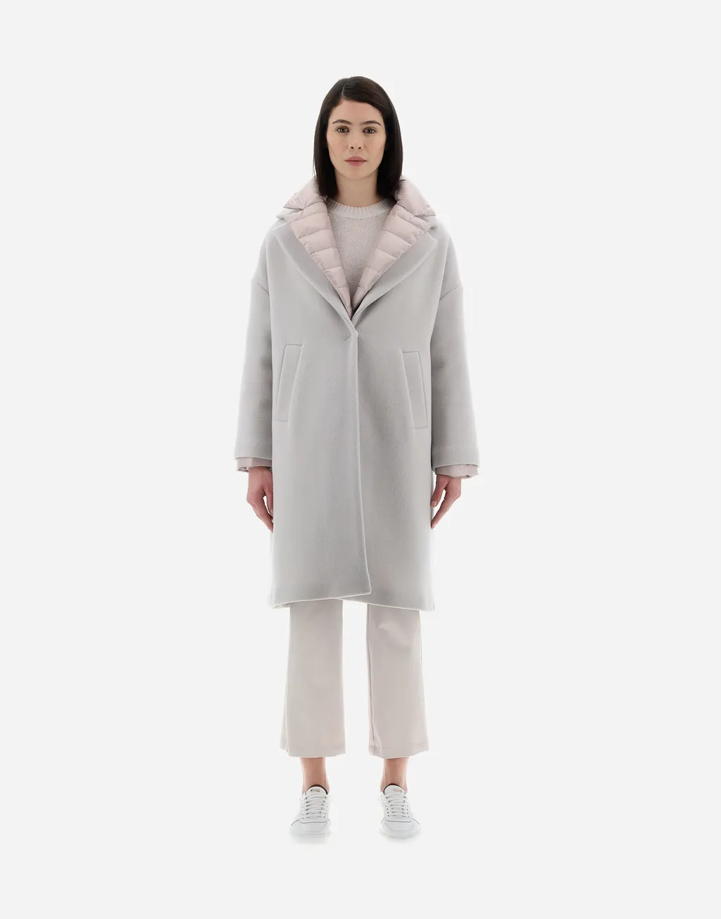 Layered Long-Sleeved Quilted Coat