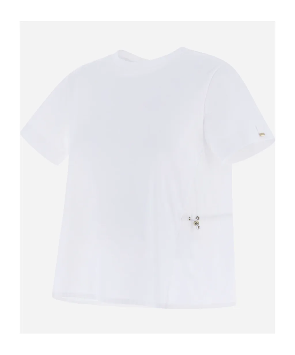 Contrast-Panel Drawstring Waist T-Shirt