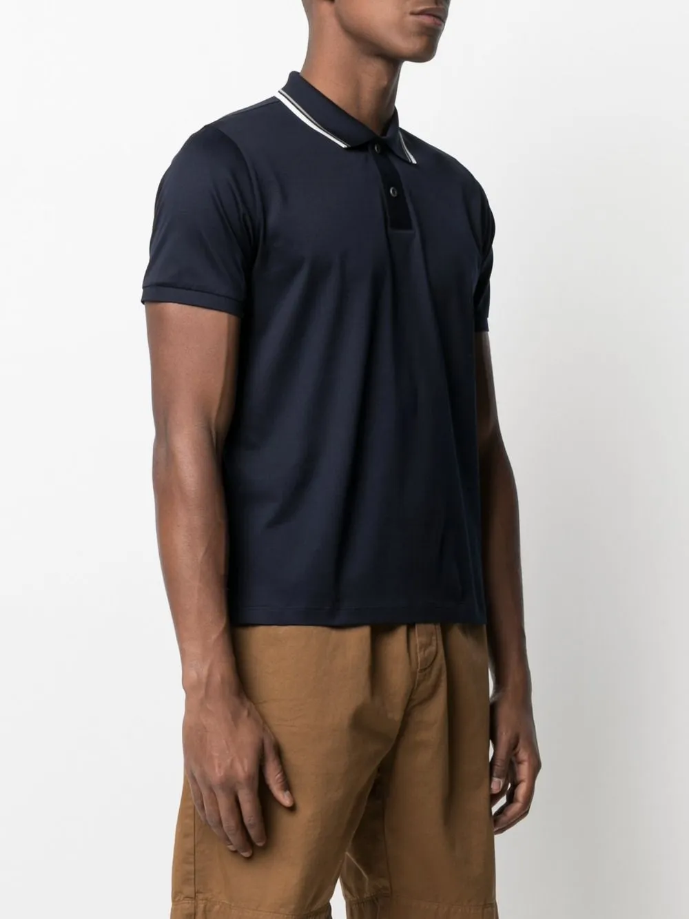 Short-Sleeved Contrast Trim Polo Shirt