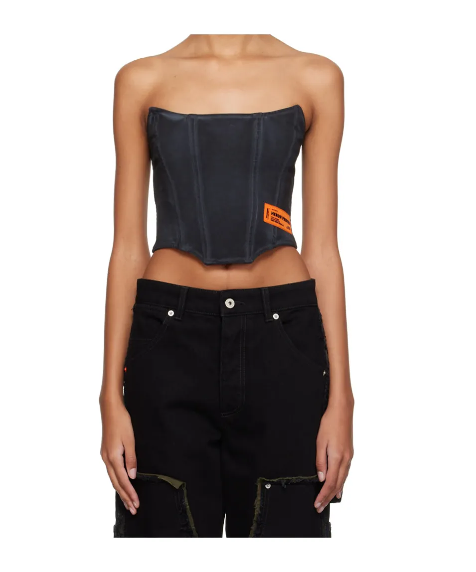 Logo-Patch Strapless Corset Top