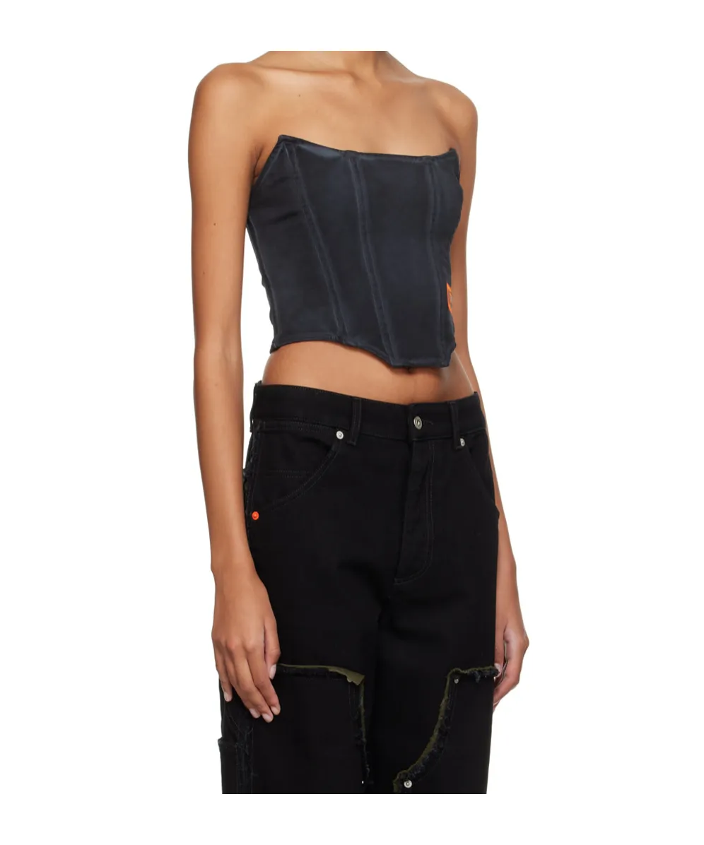 Logo-Patch Strapless Corset Top