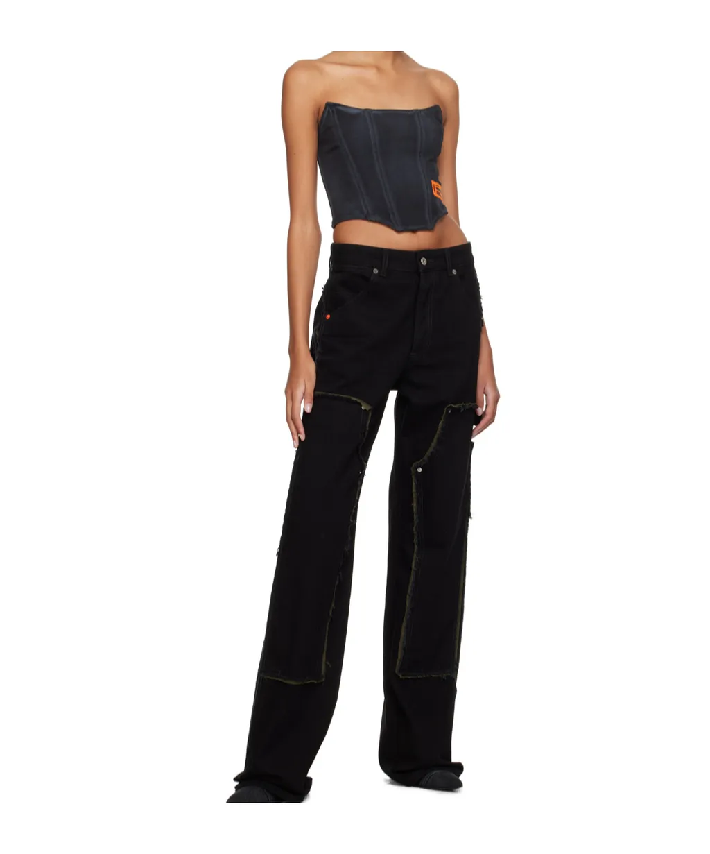 Logo-Patch Strapless Corset Top