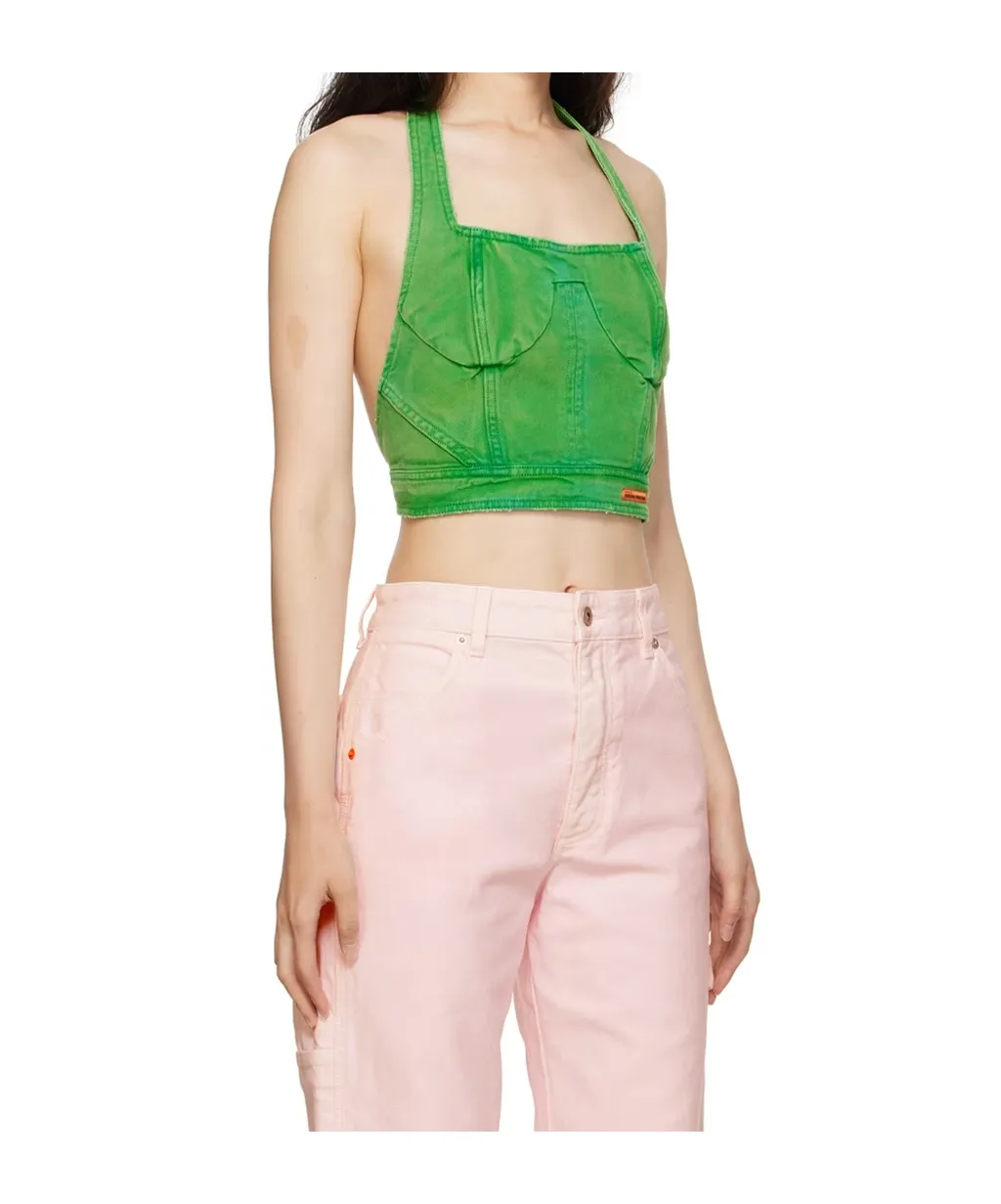 Distressed Cotton Corset Top