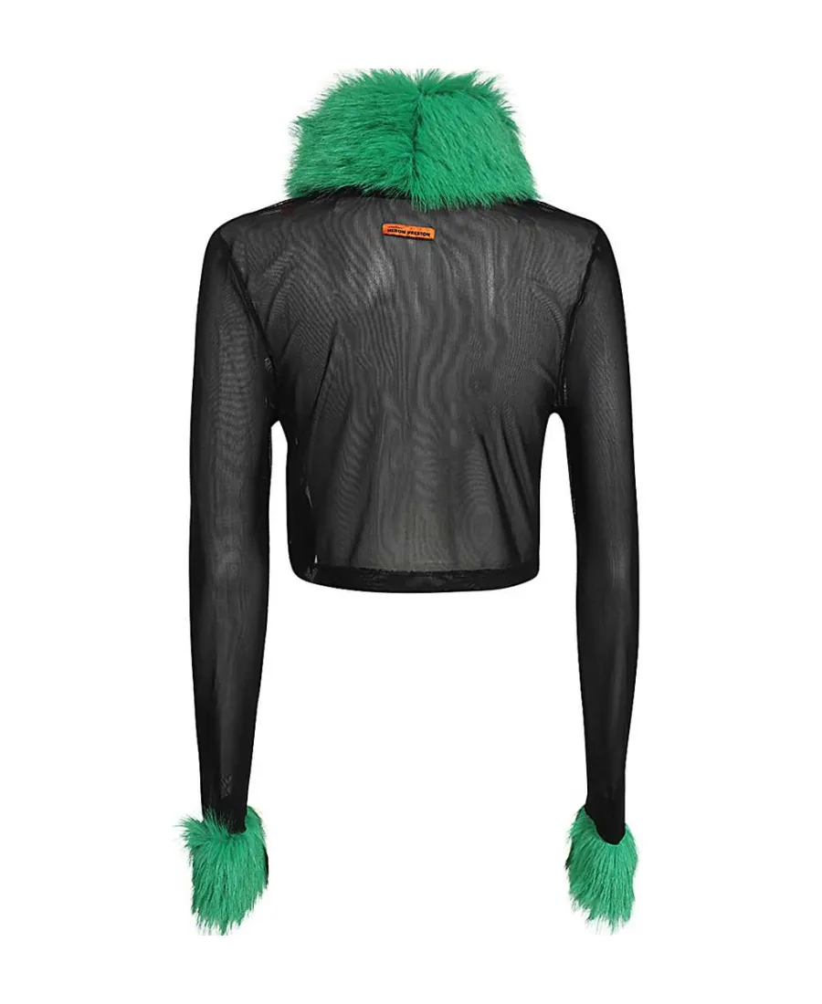 Faux-Fur Mesh Cardigan
