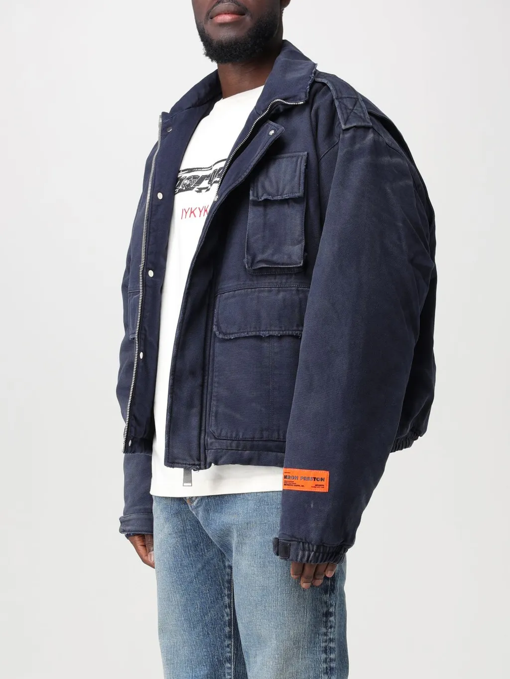 Eagle-Patch Distressed-Effect Jacket