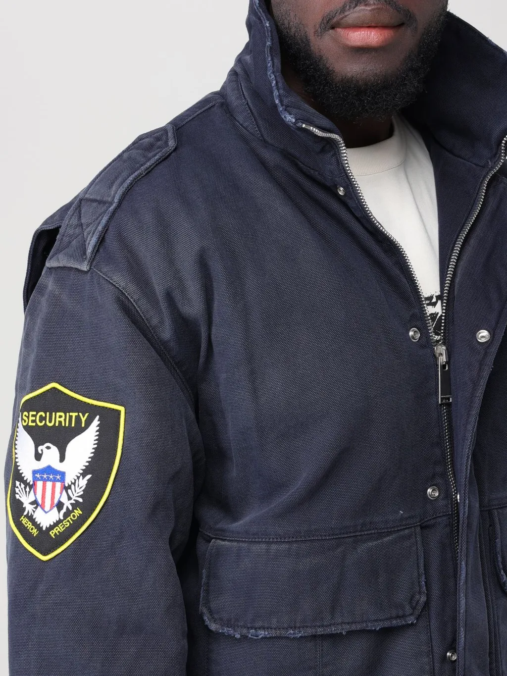 Eagle-Patch Distressed-Effect Jacket