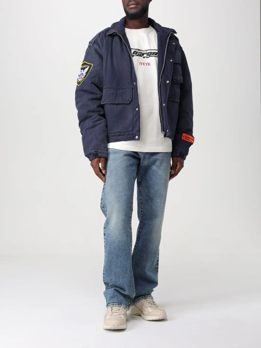 Eagle-Patch Distressed-Effect Jacket