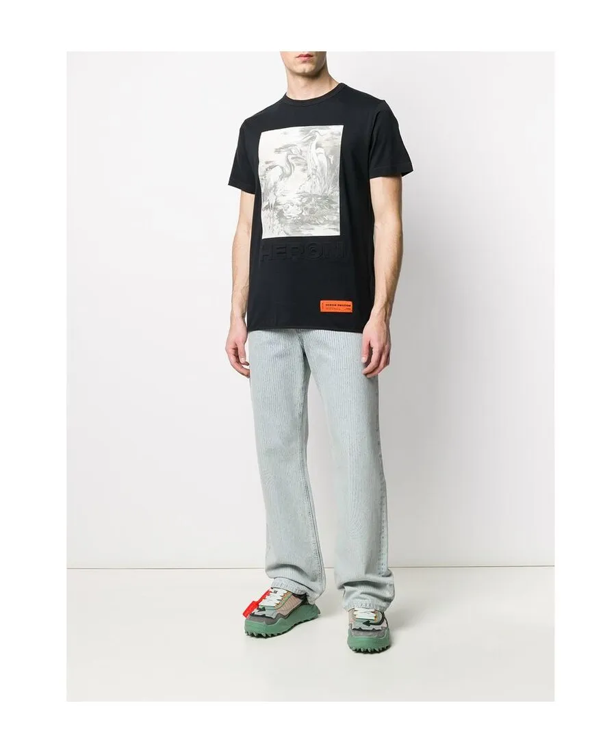 Crew Neck Heron Print T-Shirt