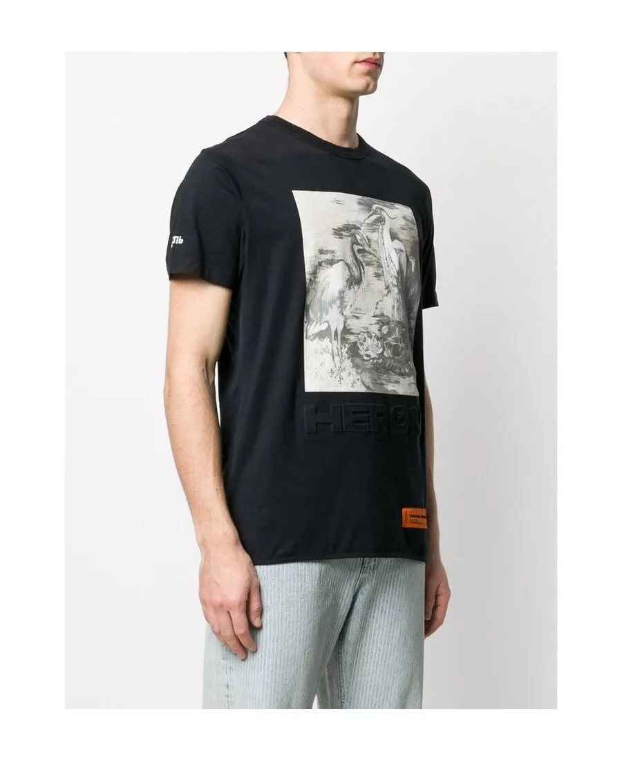 Crew Neck Heron Print T-Shirt