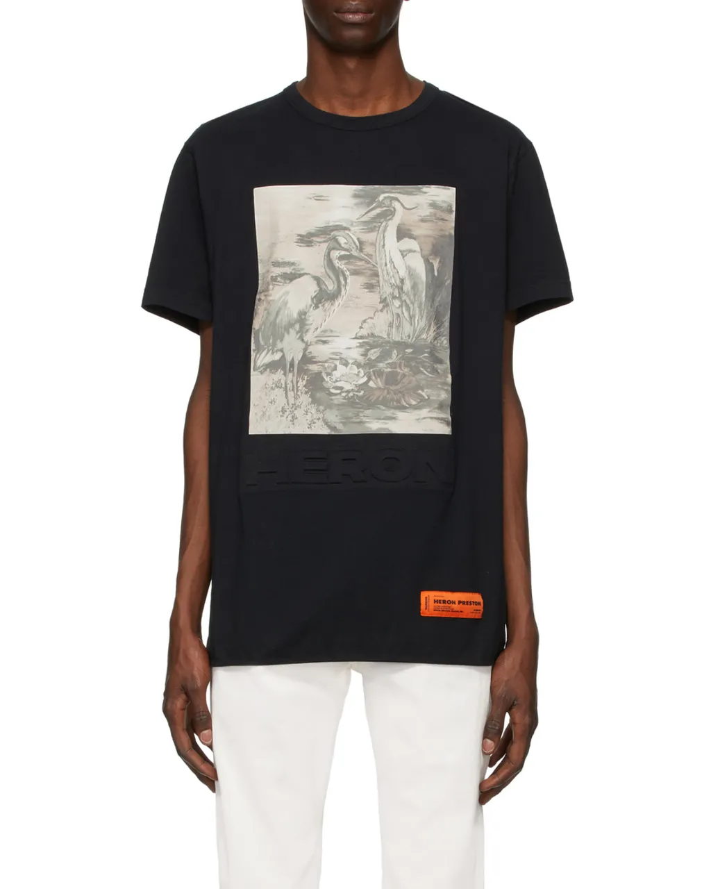 Crew Neck Heron Print T-Shirt