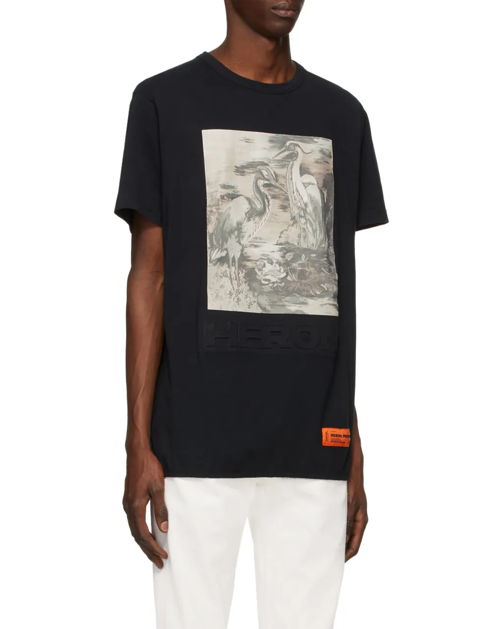 Crew Neck Heron Print T-Shirt